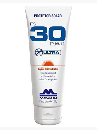 Protetor Solar Fator 30 com repelente - 120g Mavaro