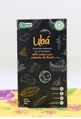 Chocolate 62 % Cacau com Castanha do Brasil 80g