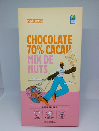Chocolate 70% cacau mix de nuts 90 g