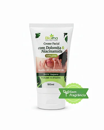 Creme facial Iluminador da Amazônia de dolomita e niacinamida (clareador) 100ml