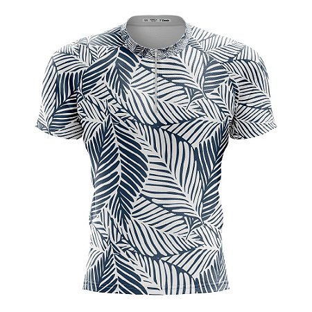 Camisa Ciclismo Folhas Abstratas Curta Dry Fit Bike Mtb