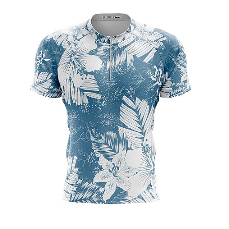 Camisa Ciclismo Lírio Azul Curta Dry Fit Bike Mtb