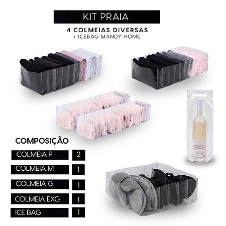 Kit Colmeia Praia - 5 Unidades ( 2 P  – 1 M – 1 G – 1 EXG - 1 ICEBAG )