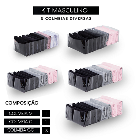 Kit Colmeia Masculino - 5 Unidades ( 1 M – 1G -3 GG )