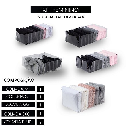 Kit Colmeia Feminino - 5 Unidades ( 1M – 1G -1GG – 1EXG – 1 PLUS )