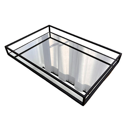 Bandeja Decorativa Espelhada de Luxo Retangular 06X30X45