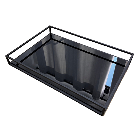 Bandeja Decorativa Espelhada de Luxo Retangular Black 06X30X45