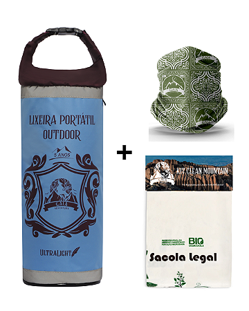 LIXEIRA PORTÁTIL OUTDOOR 5 anos 2026 + Kit Cal+ Bandana Verde