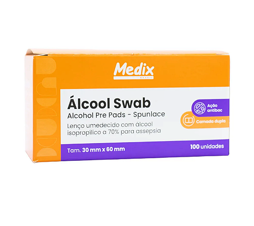ALCOOL SWABS (GAZE EMBEBIDA C/ALCOOL) CX C/100 MEDIX