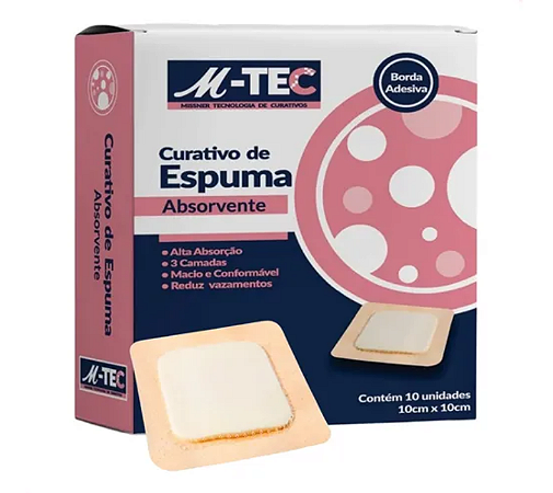 CURATIVO ESPUMA ABSORVENTE COM BORDER SILIC 10CM X 10CM MISSNER (UND.)