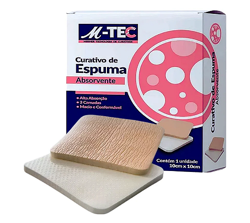 CURATIVO ESPUMA ABSORVENTE SEM BORDA SILICONE 10CM X 10CM (UND.)