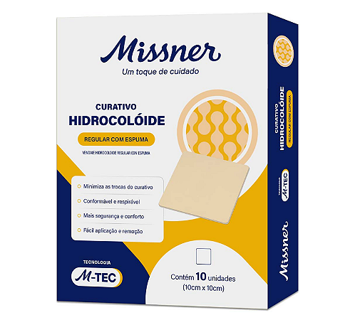 CURATIVO HIDROCOLOIDE C/ ESPUMA M-TEC 10CM X 10CM MISSNER (UND.)