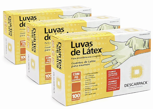 Kit Luva de Procedimento Látex c/ Pó – Tam G – 300 unid. | Descarpack
