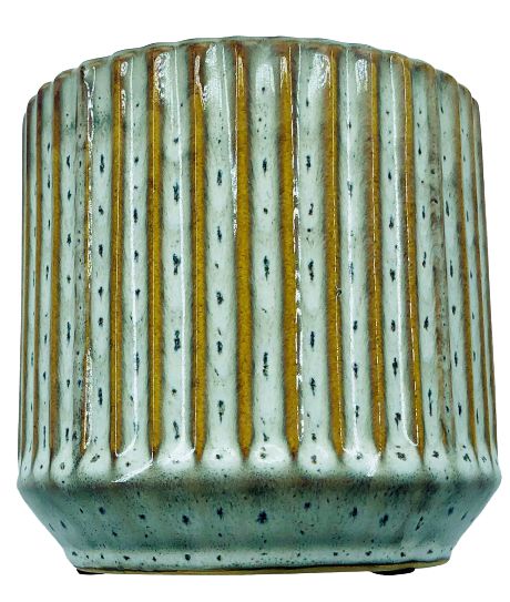 Vaso de Cerâmica Riscado 12CMxØ11,5 - Bege