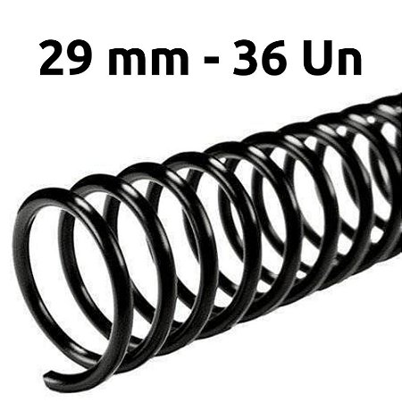 ESPIRAL PARA ENCADERNAÇÃO 29MM, PRETO, PARA 200 FLS, PACOTE C/ 36 UN