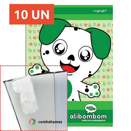 CAPA PRONTA PARA CADERNO, ALIBOMBOM 60 FLS CAPA FLEXÍVEL, 10 UN