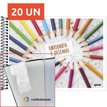 CAPA PRONTA PARA CADERNO, DESENHO, 20,5 X 27 CM, 20 UN