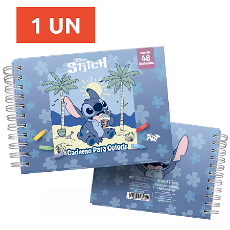 CADERNO PARA COLORIR STITCH (5613), 48 FLS, 30 ADESIVOS, 21x15x2, PEQUENO, 1 UN