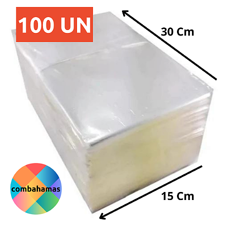 SACO PLASTICO, PP, INCOLOR, 15X30 CM, FINO 006 MM, 100 UN