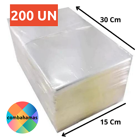 SACO PLASTICO, PP, INCOLOR, 15X30 CM, FINO 006 MM, 200 UN