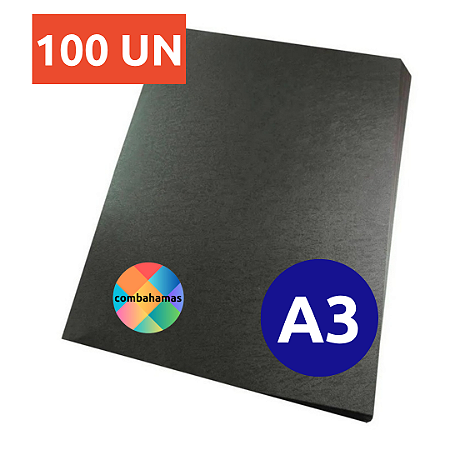 CAPA ENCADERNAÇÃO A3, PRETA, 297X420, 100 UN