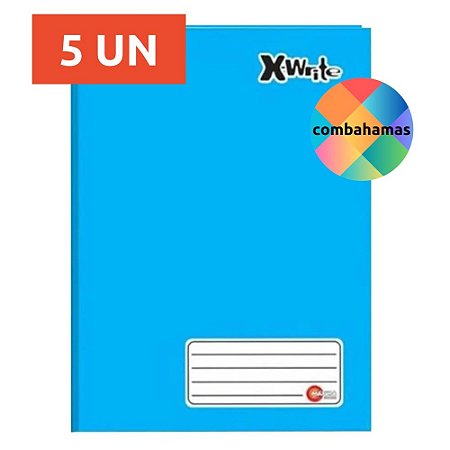 KIT 5 CADERNOS BROCHURÃO, CAPA DURA, 96 FLS, AZUL, MÁXIMA, GRANDE