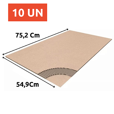 10 CHAPAS DE PAPELÃO, 75,2CM X 54,9CM, RESISTENTE, ESPESSURA 3MM