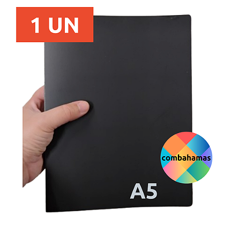 FICHÁRIO A5, PP, PEQUENO, 2 ARGOLAS, PRETO, 25 X 19,5 X 4 CM, 1 UN