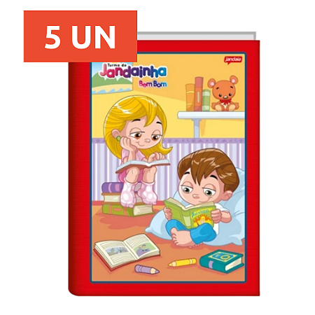 KIT 5 CADERNOS JANDAINHA BEMBOM BROCHURÃO, CAPA DURA, 80 FLS, 123X, VERMELHO