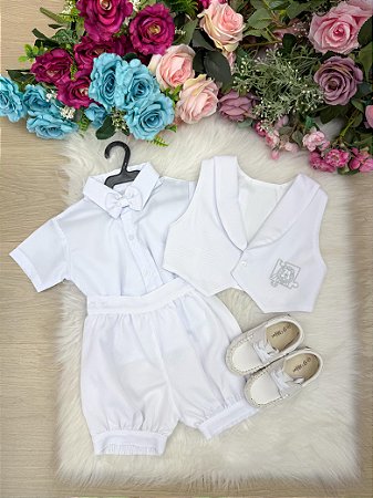 Conjunto Social Batizado Shorts Branco