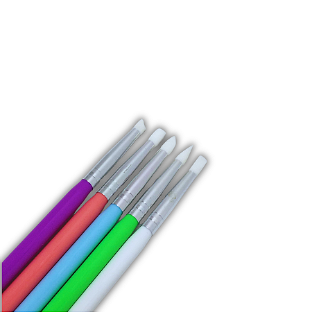 Kit Pincel de Silicone c/ espátulas 5un Coloridos