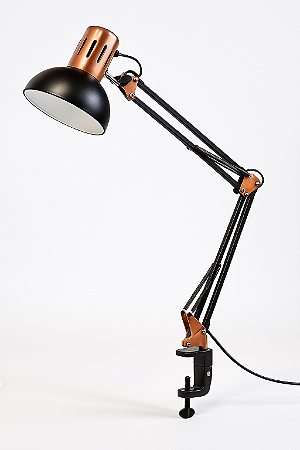 Luminária Articulável Pixar Garra Cromada Preta/Rose 80cm - Design Moderno e Ajustável