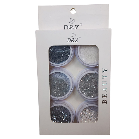 Kit Glitter D&Z c/ 6 un Brilho Prateado