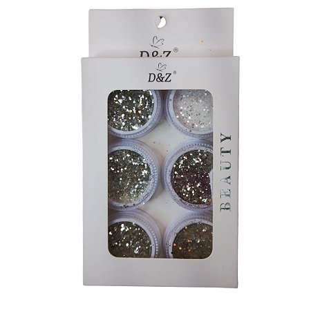 Kit Glitter D&Z c/ 6 un Prata/Branco