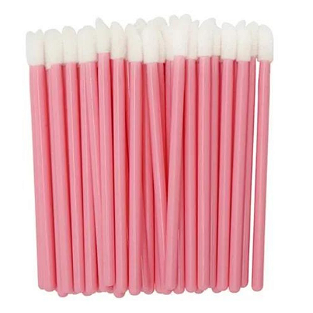 Kit Pincel Aplicador de Batom Rosa 50un