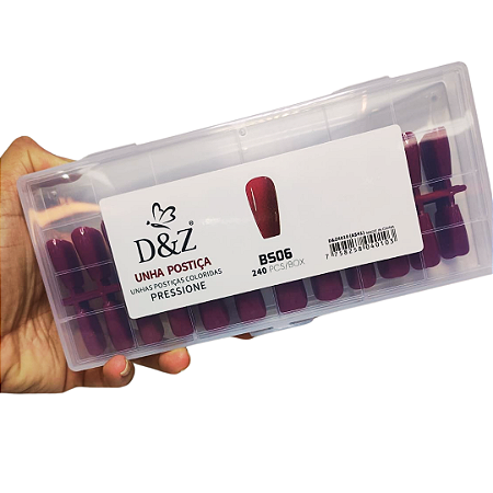 Unhas Postiça Soft gel Vinho D&Z 240PÇS