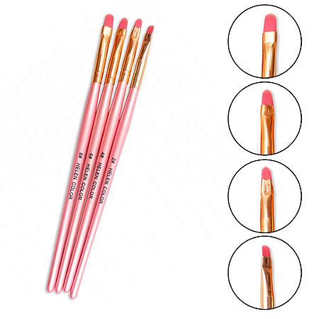 Kit Pincel Lingua de Gato Rosa Helen color 4un