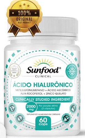 Ácido Hialurônico 60caps 2000mg - Sunfood