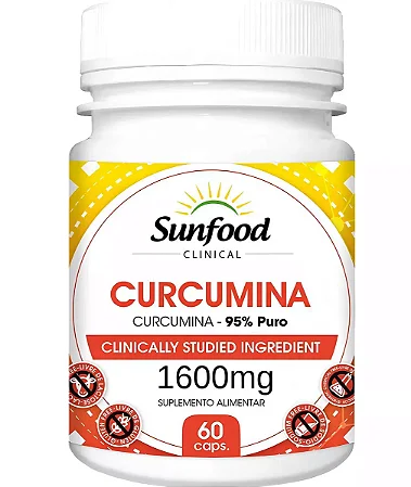 Curcumina - Cúcuma 95% Pura 1600mg 60caps - Sunfood