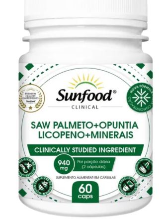 Saw Palmeto, Opuntia, Licopeno e Minerais 60caps 940mg - Sunfood