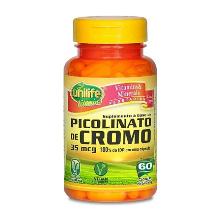 Picolinato de Cromo 35mcg 500mg 60 cápsulas - Unilife