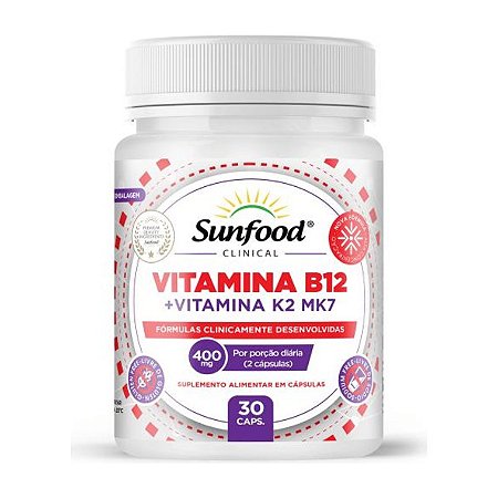 Vitamina B12 + Vitamina K2 MK7 60 cápsulas - Sunfood