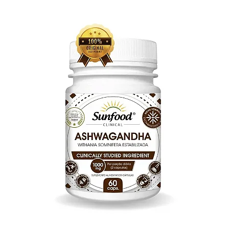 Ashwagandha Estabilizada 1000mg 60 cápsulas - Sunfood