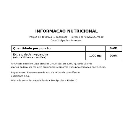 Ashwagandha Estabilizada 1000mg 60caps - Sunfood