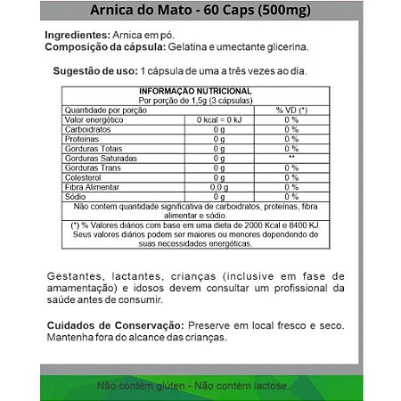 Arnica do Mato 500mg 60 Caps - 4 Elementos