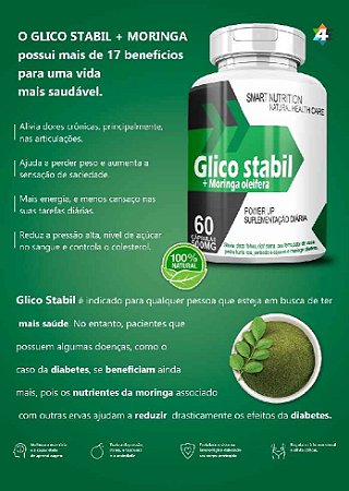 GLICO STABIL +MORINGA OLEIFERA 500MG 60 CAPS 4ELEMENTOS