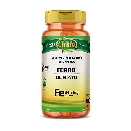 Ferro Quelato 60 Caps 500mg - Unilife