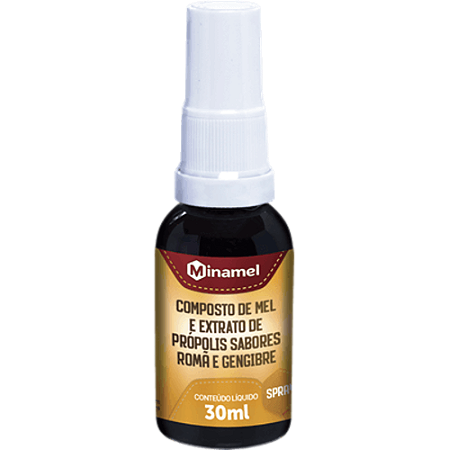 ~SPRAY DE MEL E PRÓPOLIS SABOR ROMÂ E GENGIBRE 30ML - MINAMEL