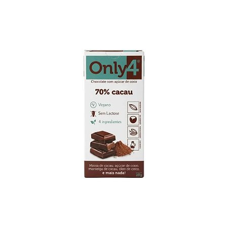 Chocolate 70% Cacau Puro 20g - Only4