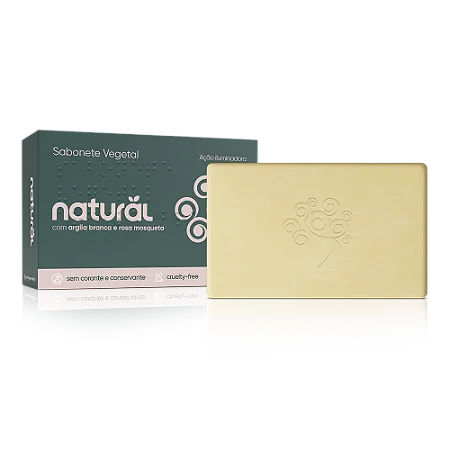 SABONETE NATURAL COM ARGILA BRANCA E ROSA MOSQUETA 95G